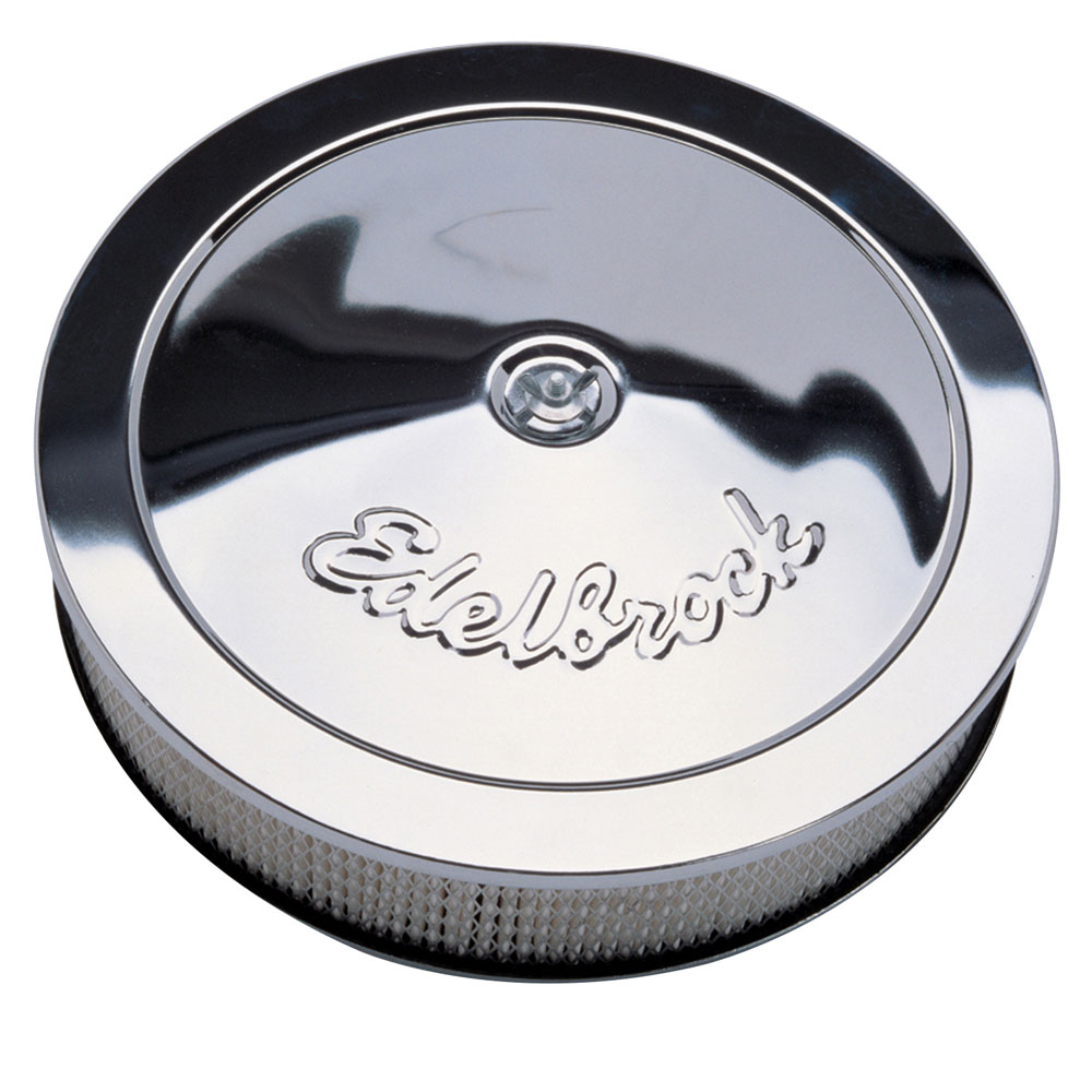 Edelbrock Air Cleaner Assembly 1207; Pro-Flo Chrome Round 14 x 3 in., Recessed