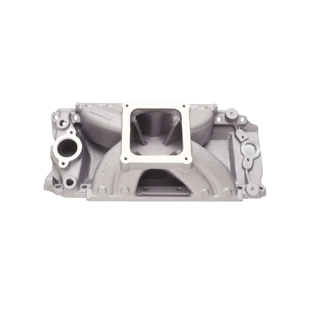 Edelbrock Intake Manifold 2927; Super Victor, Satin, 4500, Rect Port for BBC