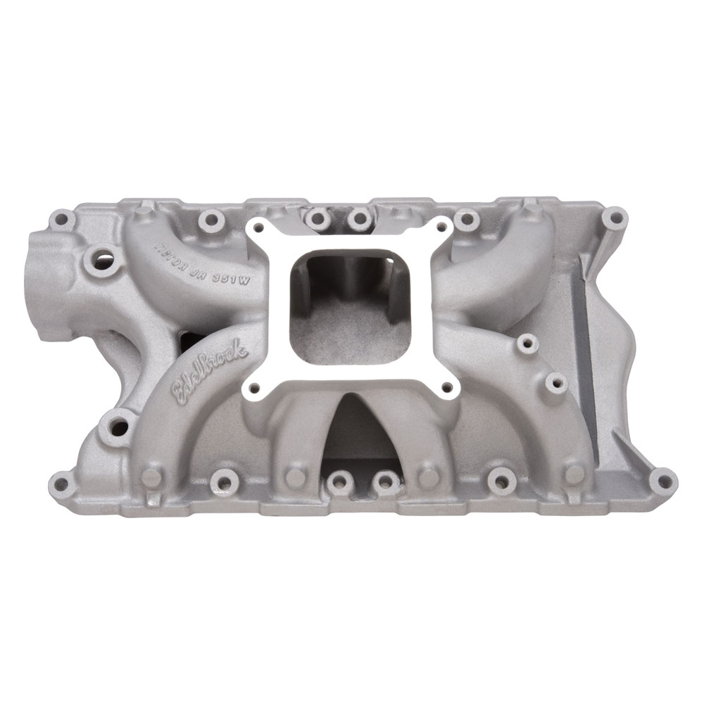 Edelbrock Intake Manifold 2981; Victor Jr. Satin Aluminum for Ford 351W SBF