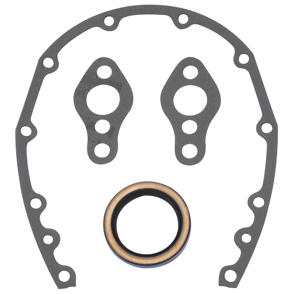 Edelbrock Engine Timing Cover Gasket Set 6997; Fiber Gasket and Seal for SBC