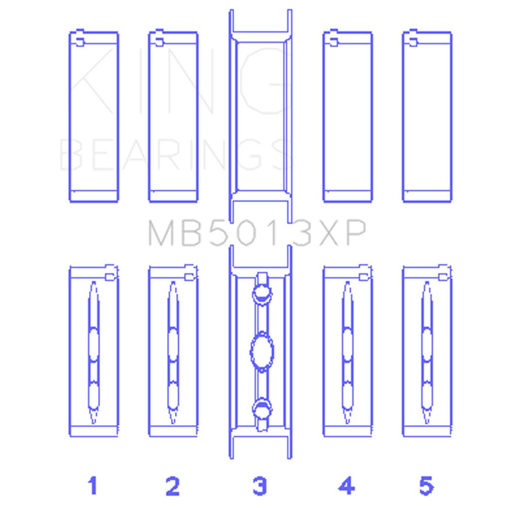 King Crankshaft Main Bearing Set MB5013XP010; XP-Series .010" for Chevy LS