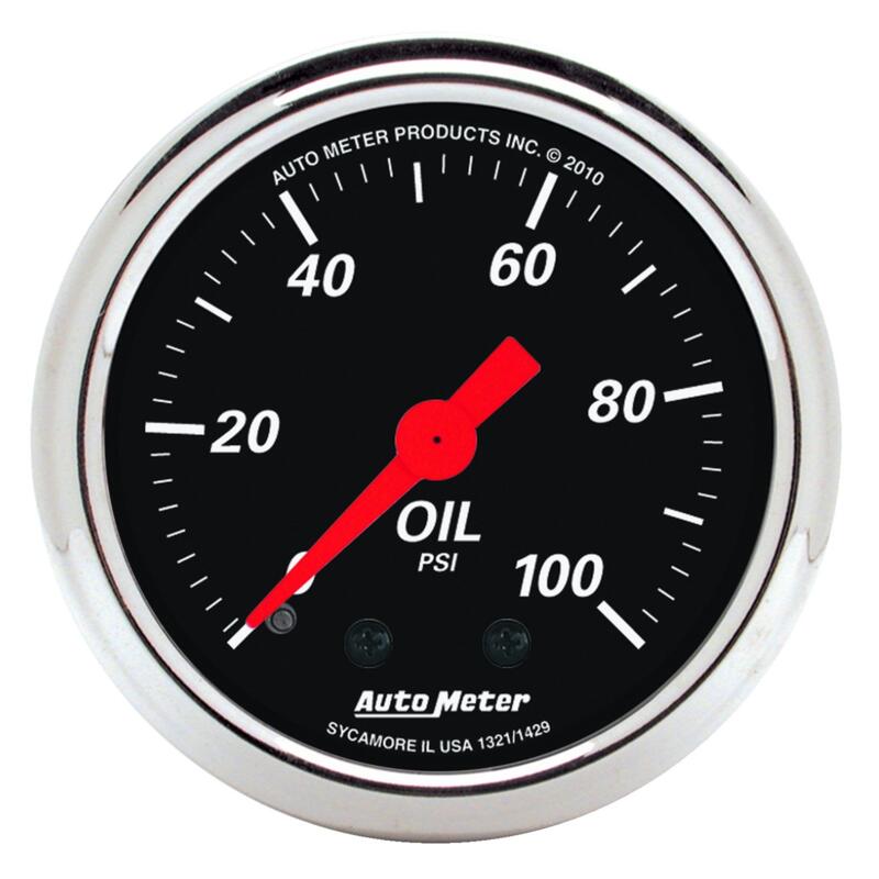 Auto Meter Oil Pressure Gauge 1429; Designer Black 0-100 psi 2-1/16 ...