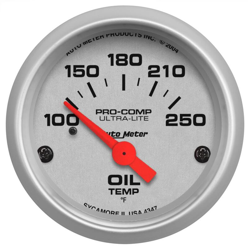 Auto Meter Oil Temperature Gauge 4347; Ultra-Lite 100 to 250°F 2-1/16 ...