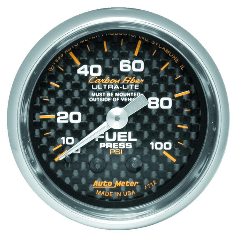 Auto Meter Fuel Pressure Gauge 4712; Carbon Fiber Dash Mount 0-100 psi ...