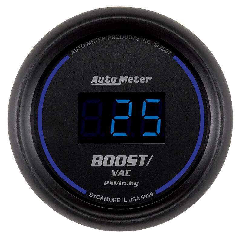 Auto Meter Boost/Vacuum Gauge 6959; Cobalt Digital 30 inHg to 30 psi 2 ...