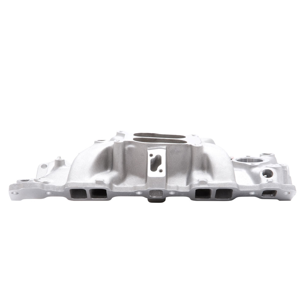 Edelbrock Intake Manifold 2101; Performer Dual Plane Satin Aluminum for SBC