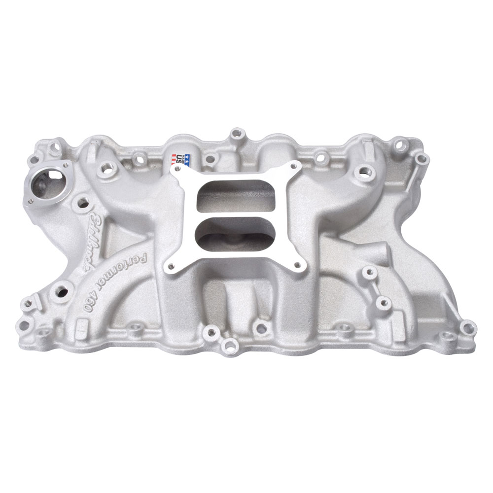 Edelbrock Intake Manifold 2166; Performer Satin Aluminum Dual Plane for BBF