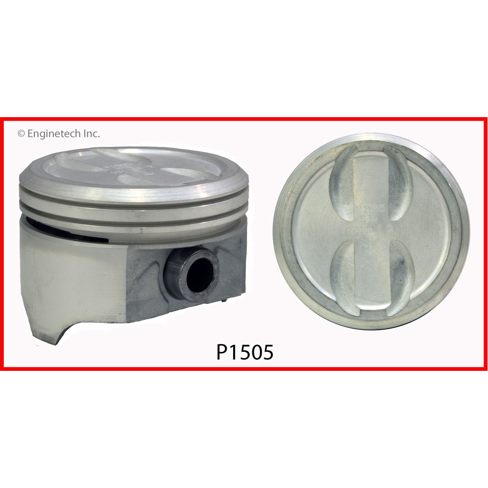 Enginetech Piston Set P1505(8)020; 4.020 in. Bore Dish for Chevy 350 ...