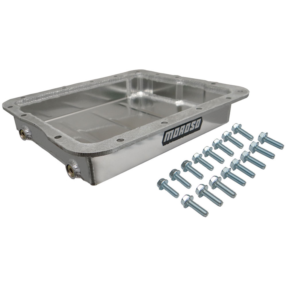 Moroso Transmission Pan 42025; Fabricated Aluminum Stock Depth for Chevy 700R4