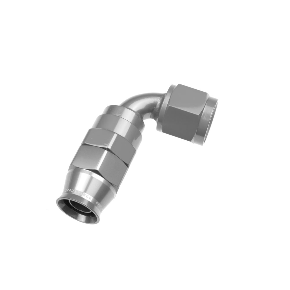 Redhorse Fitting 1290-08-5; PTFE Swivel Hose End Clear Anodized -08AN 90 deg