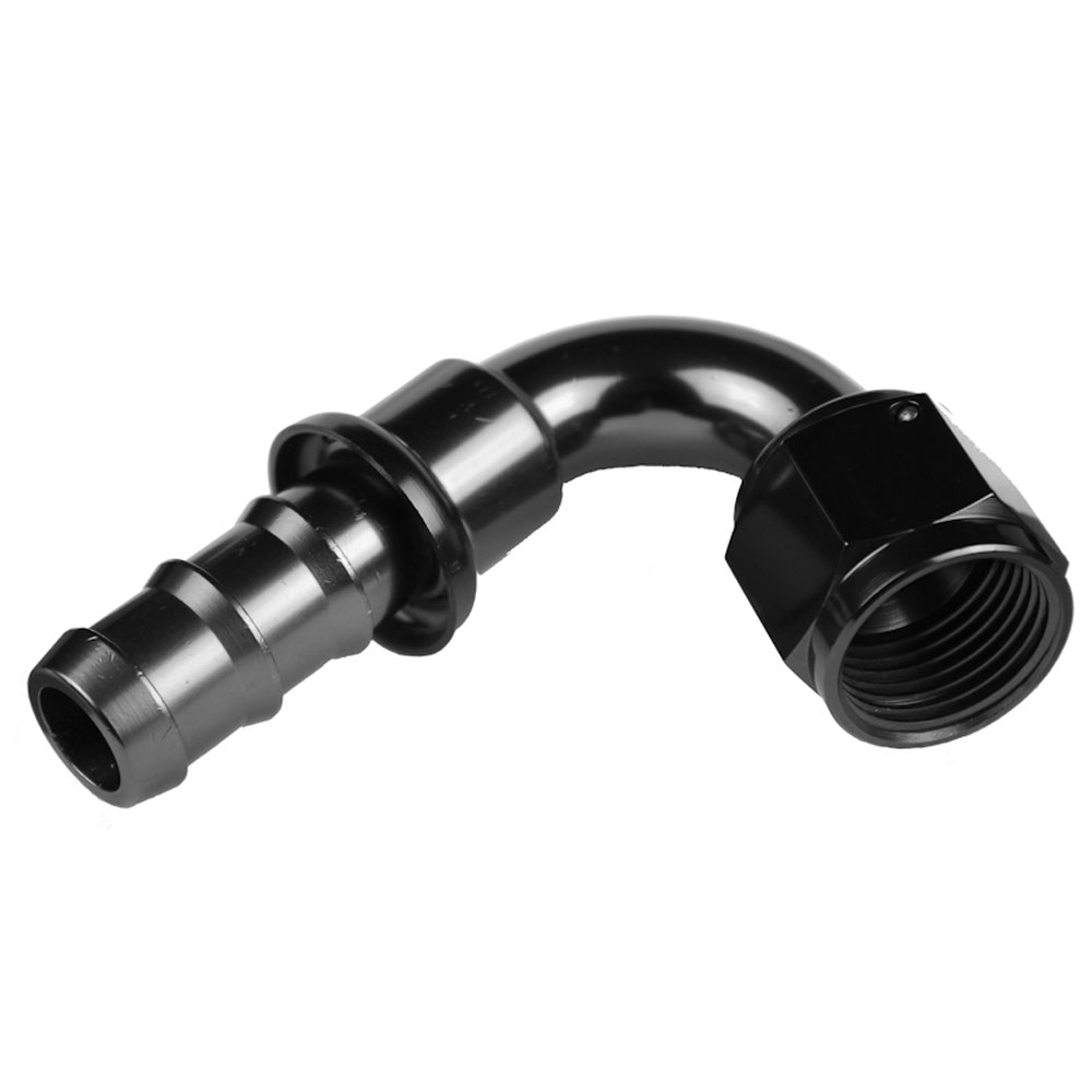 Redhorse Fitting 2120-08-2; Hose End Black Anodized -08AN 120deg, Push-Lock