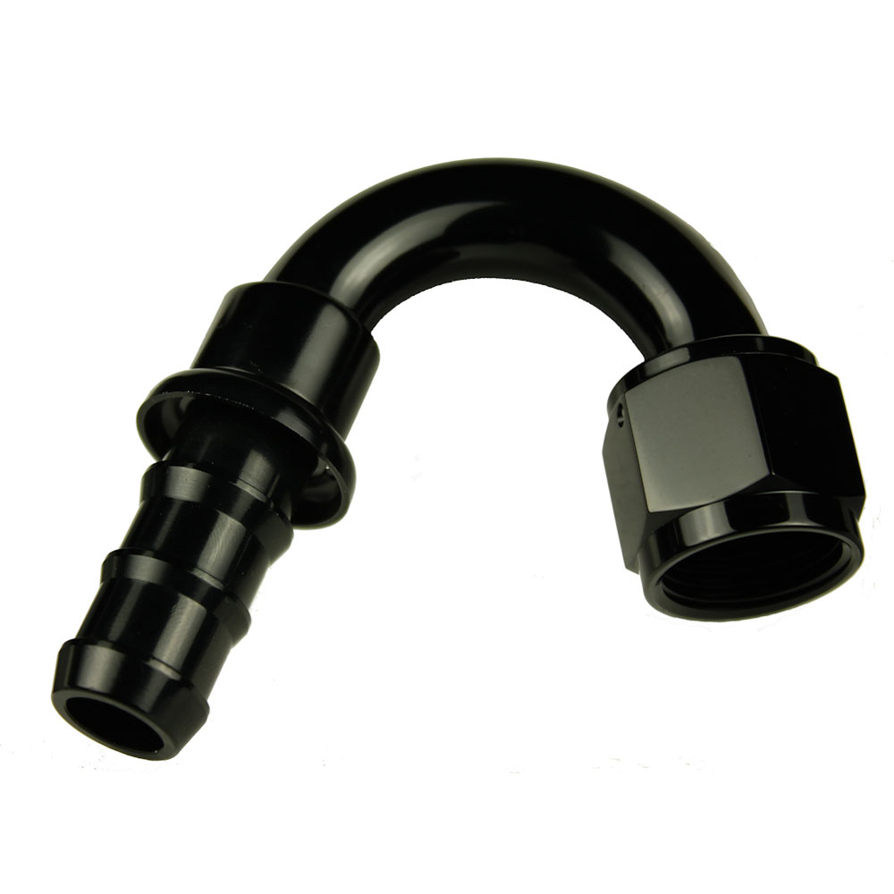 Redhorse Fuel Fitting 2150-06-2; Hose End Black Anodized -06AN 150deg Push Lock