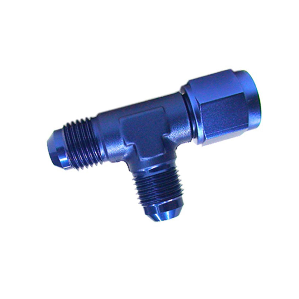 Renegade AN Fitting 60644-1; Tee Fitting Blue Anodized 06AN Male/Female On Run
